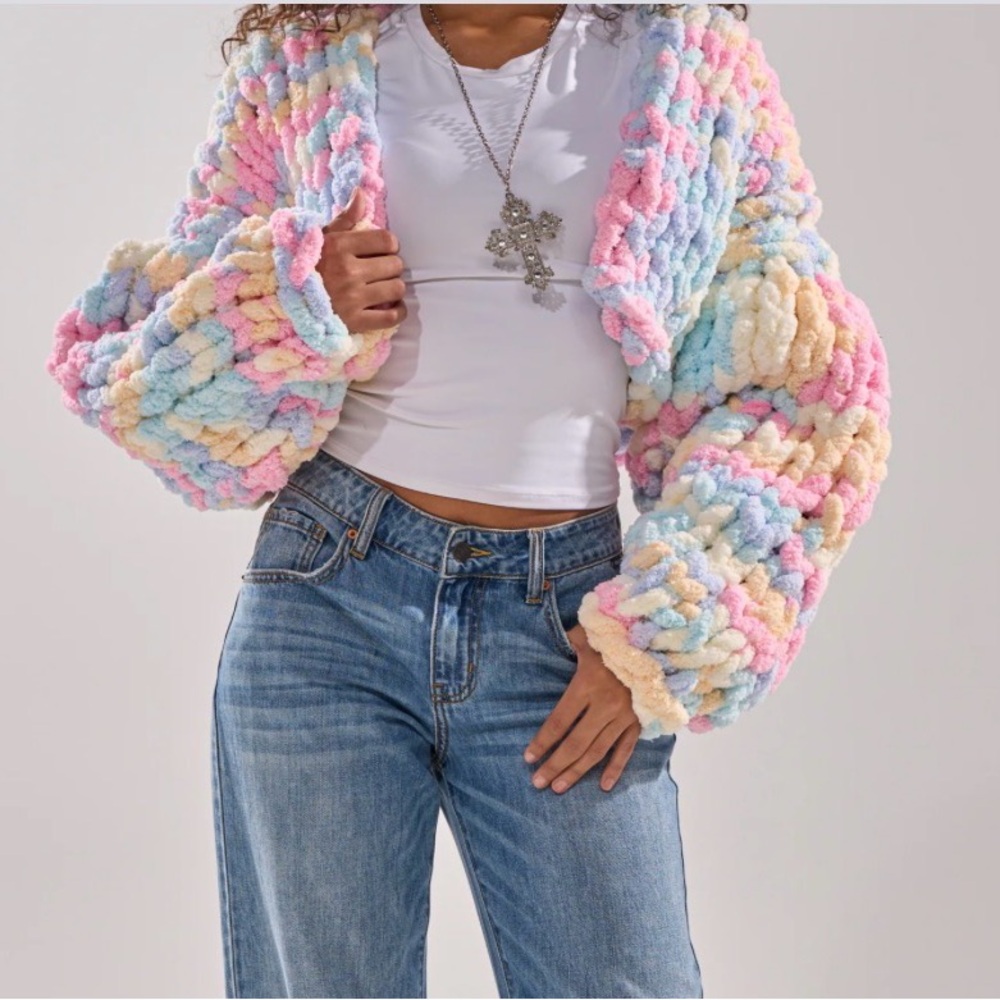 AKIRA Pastel Chunky Knit Cardigan